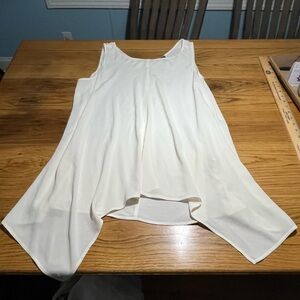 Eileen Fisher Cream Silk Handkerchief Hem Sleeveless Top Size XL